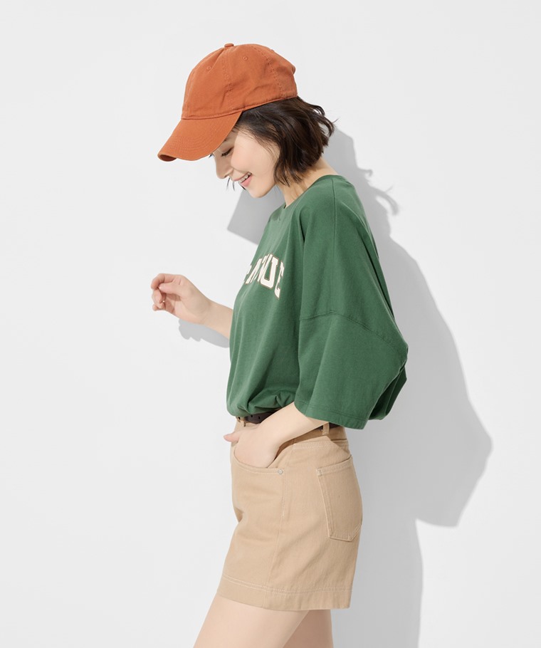 壓線多色高腰牛仔短褲-女