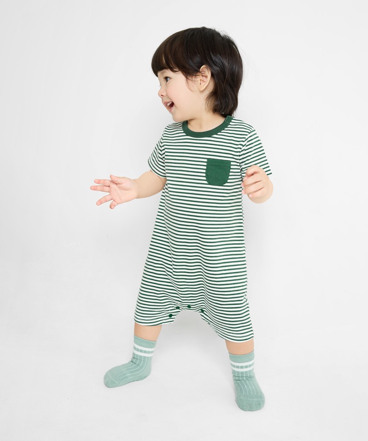 純棉口袋條紋連身衣-Baby