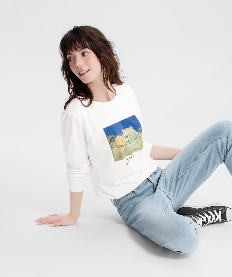 大人的圖鑑長袖印花T恤-05-女
