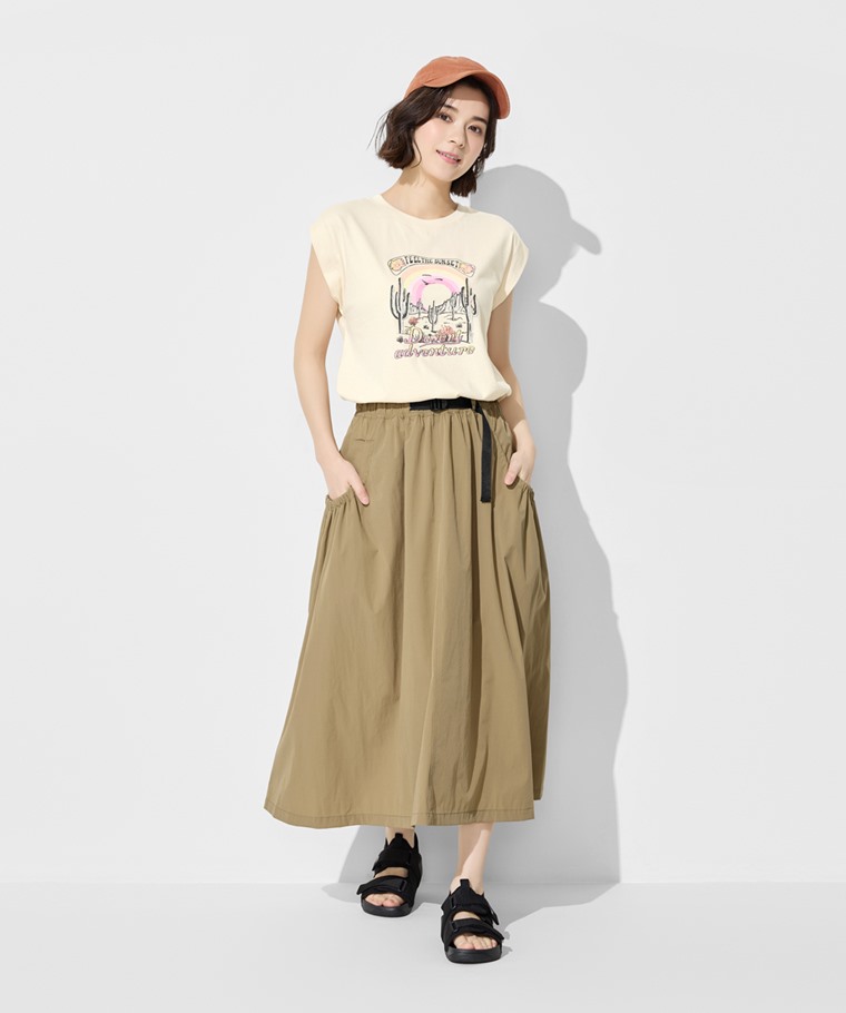 純棉寬版印花無袖上衣-女