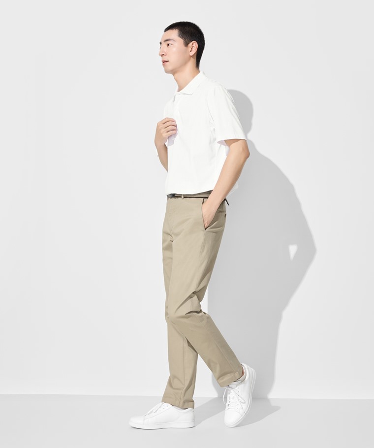 Slim Fit修身直筒卡其褲-男