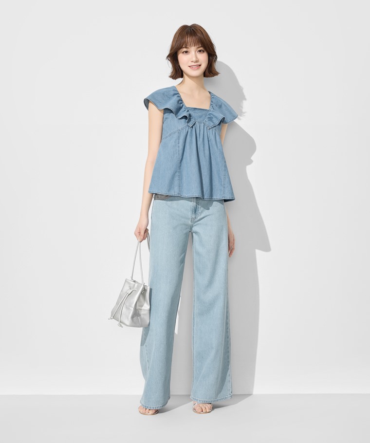 荷葉造型牛仔上衣-女