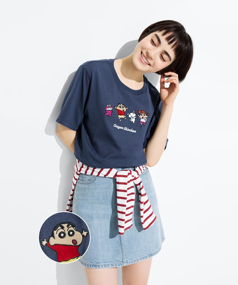 蠟筆小新寬版電繡T恤-06-女