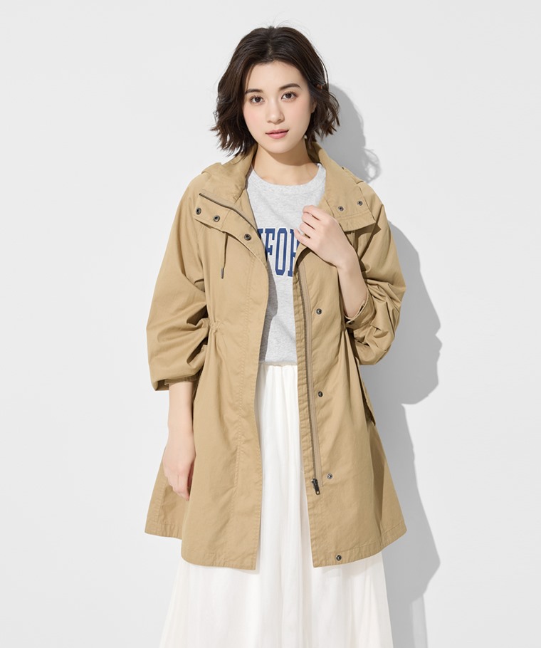 水洗寬鬆長版連帽外套-女