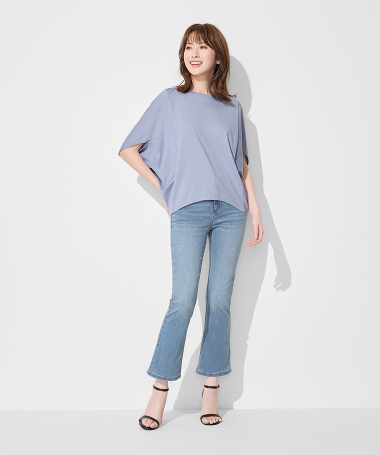 絲光棉五分袖寬版上衣-女