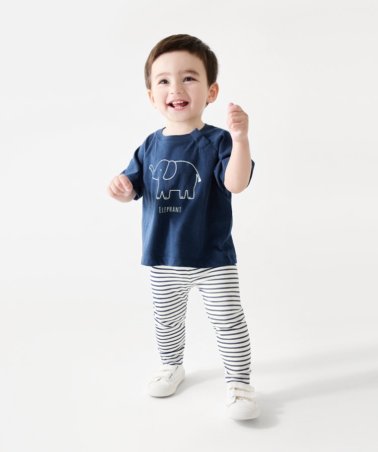 彈力條紋九分內搭褲-Baby