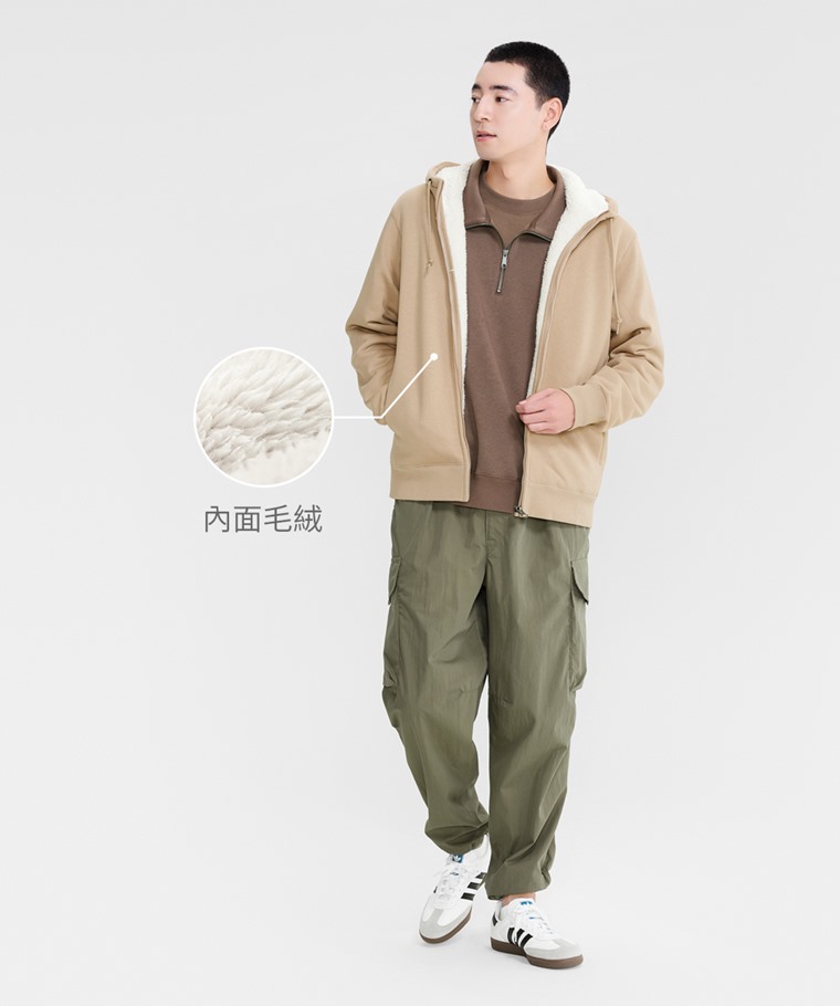 毛絨連帽外套-男