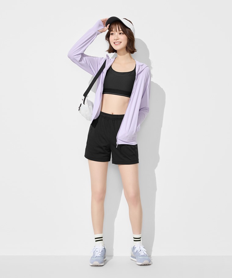 吸排抗UV網眼連帽外套-女