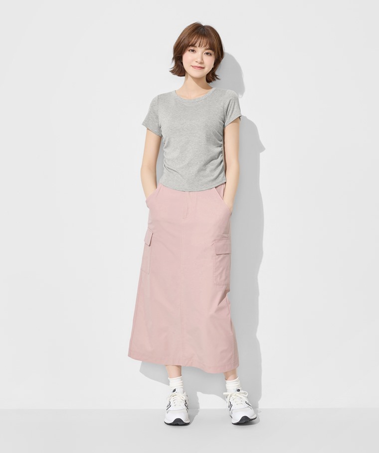 Bra輕柔抽皺短袖上衣-女