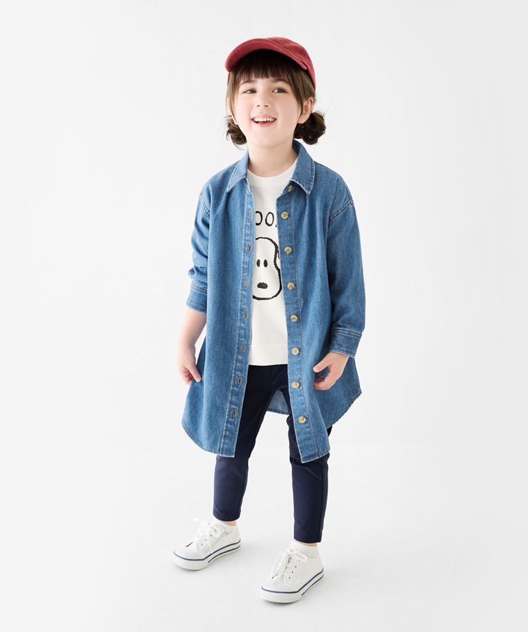 刷毛彈力窄管褲-童