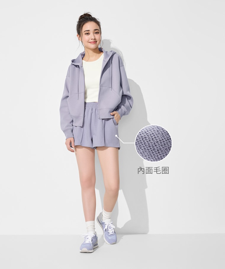 毛圈寬鬆休閒短褲-女