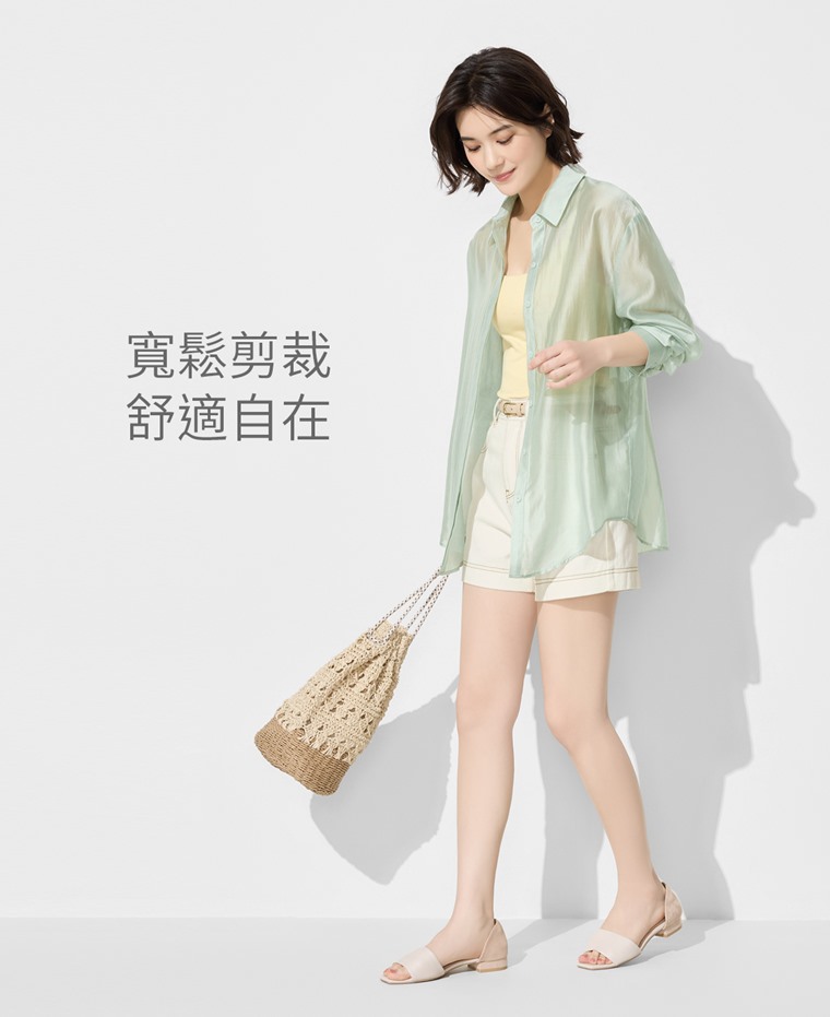 柔光透膚寬版襯衫-女