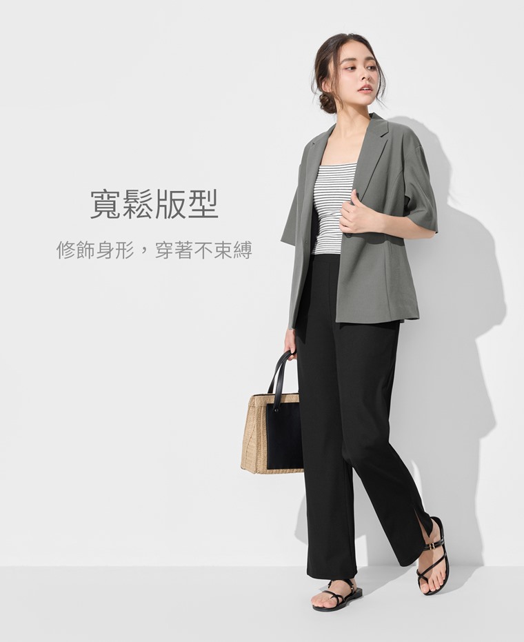 寬版短袖西裝外套-女