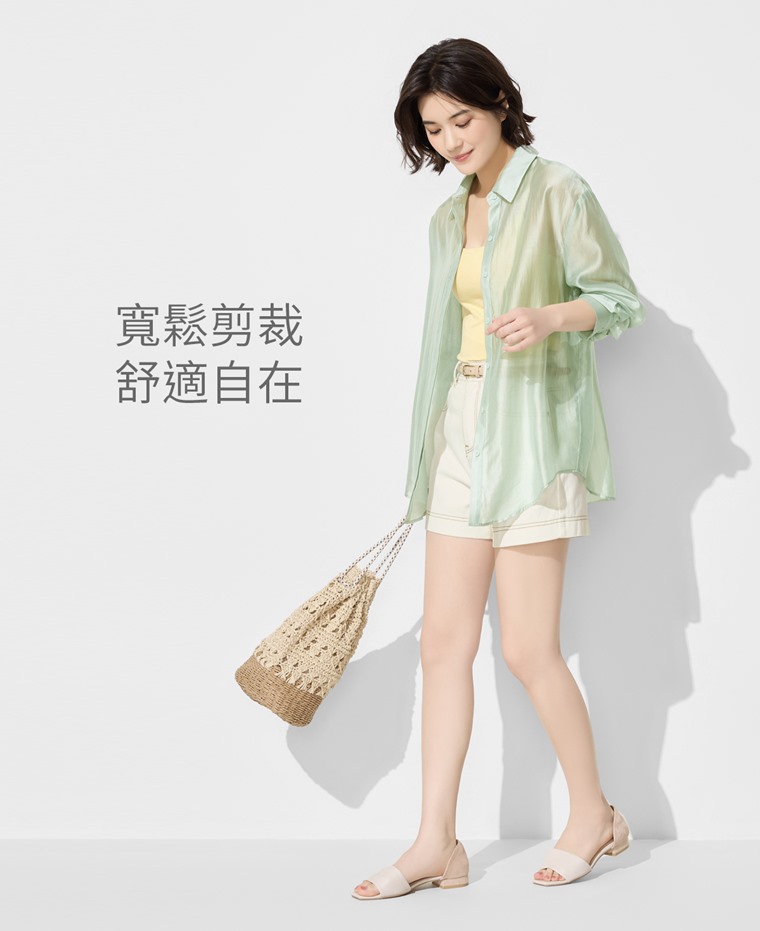 柔光透膚寬版襯衫-女