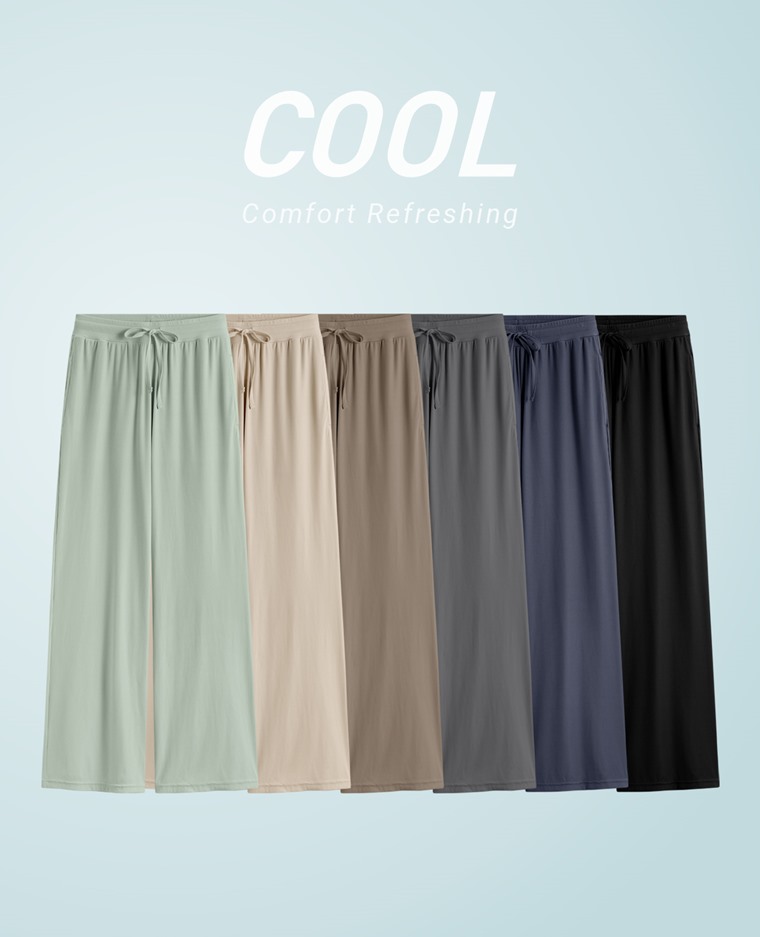 輕涼羅紋寬褲-女