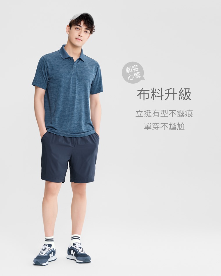 吸排無側縫網眼polo衫-男