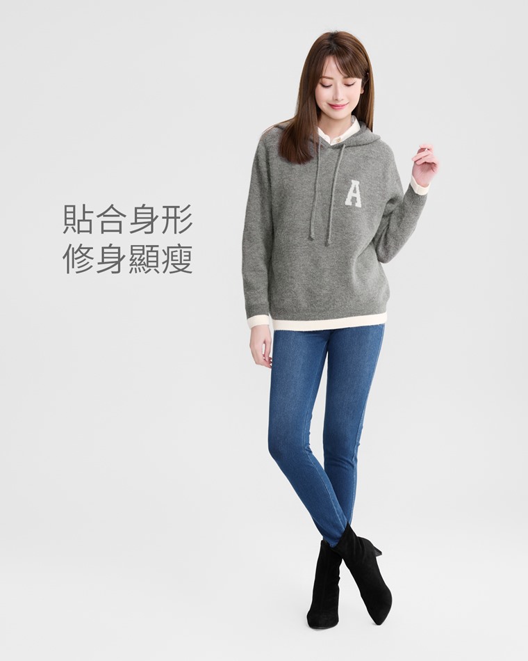 針織牛仔緊身褲-女
