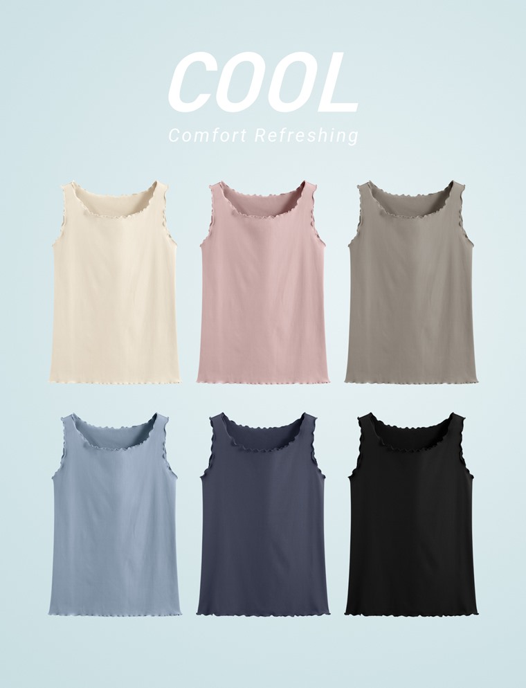 輕涼羅紋木耳邊背心-女