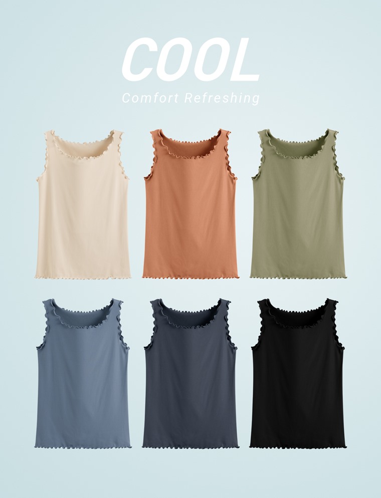 輕涼羅紋木耳邊背心-女