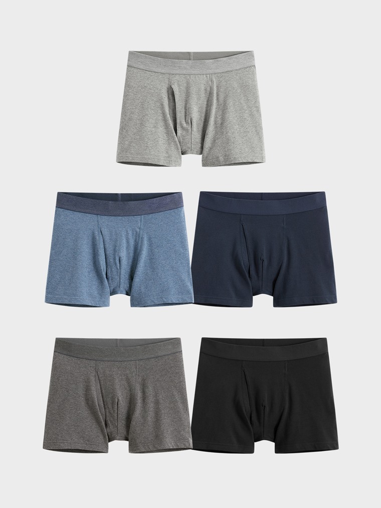 棉質中腰平口內褲-男