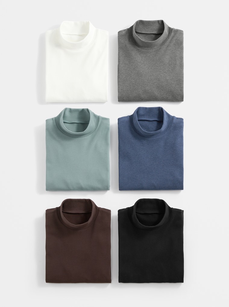 磨毛柔棉立領長袖T恤-男