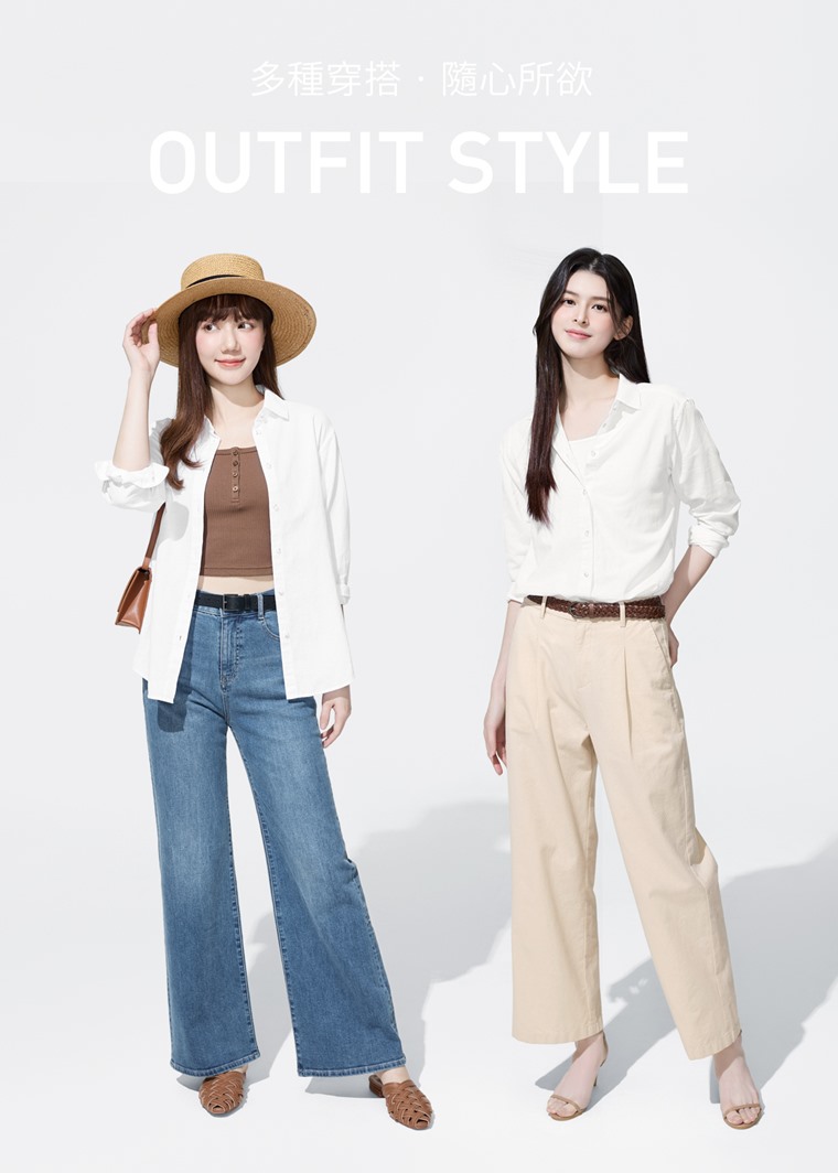 棉麻長袖襯衫-女