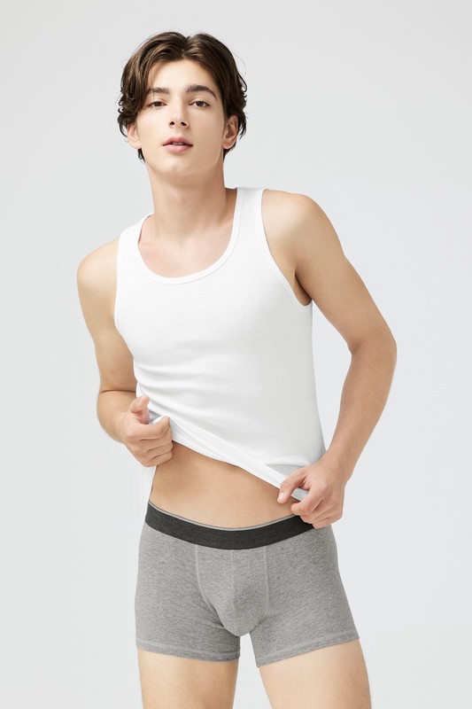 棉質低腰平口內褲-男