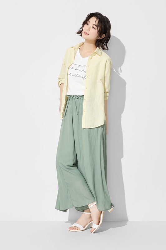 海島絲寬襬褲-女