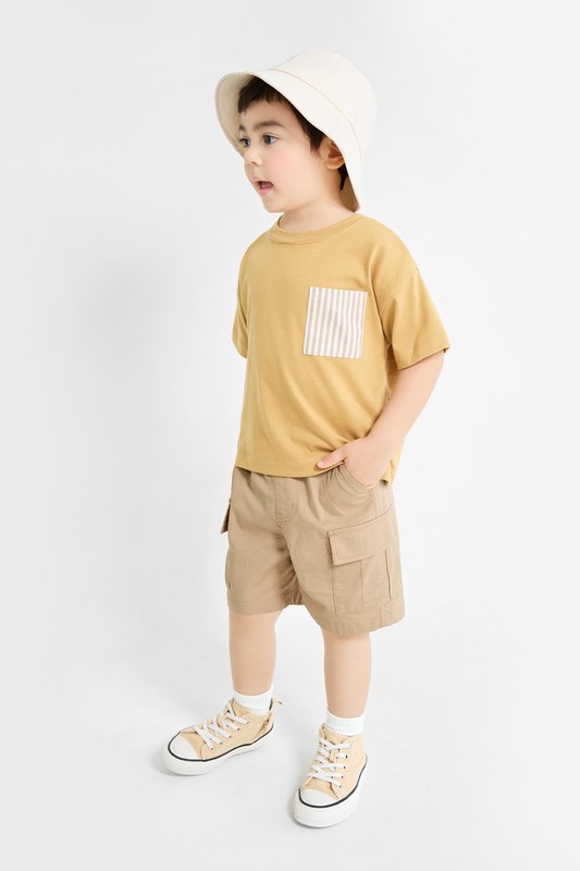 棉質工裝五分褲-童