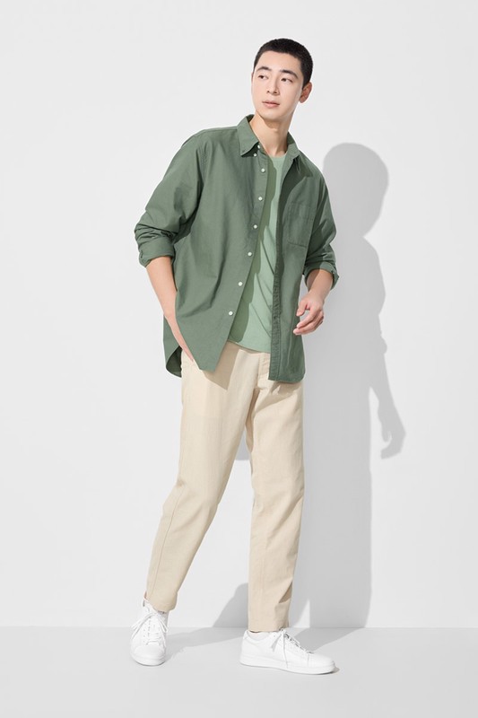 棉麻休閒長褲-男