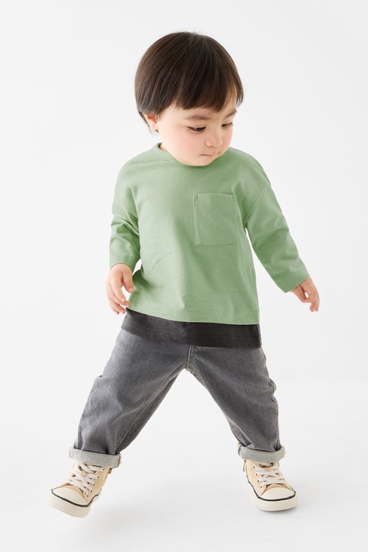 純棉口袋拼接上衣-Baby