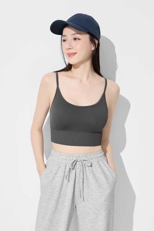 無縫Bra短版細肩帶背心-女