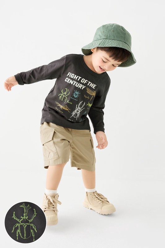 昆蟲長袖印花T恤-童