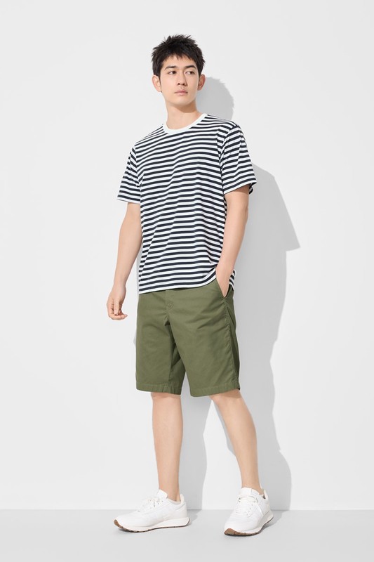 純棉條紋圓領T恤-男