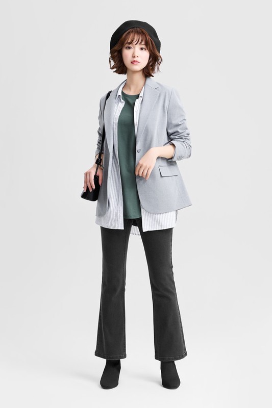 絲光棉寬鬆圓領長版T恤-女