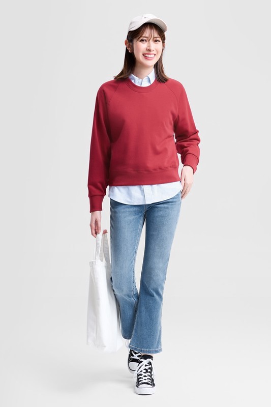 毛圈寬版休閒圓領衫-女