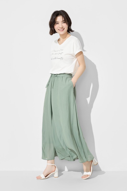 海島絲寬襬褲-女