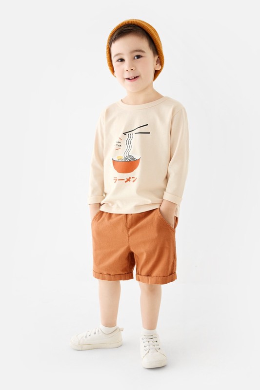 純棉反折短褲-童