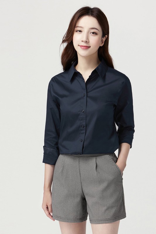 商務彈性長袖襯衫-女