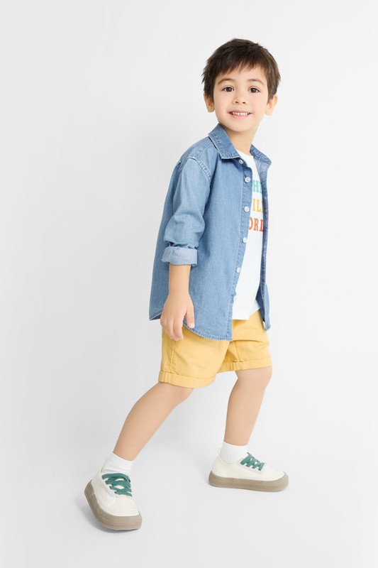 純棉反折短褲-童