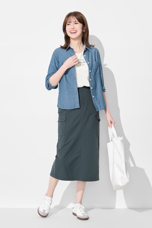 機能彈性工裝長裙-女