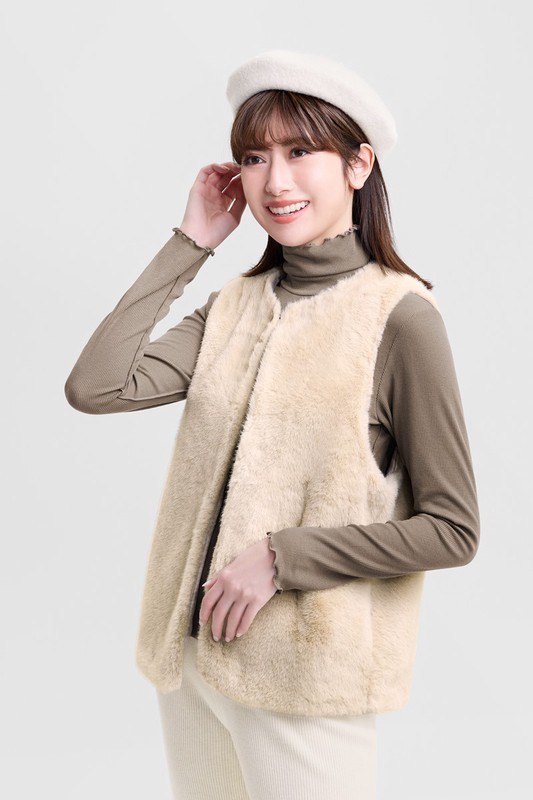 柔軟長刷毛背心-女