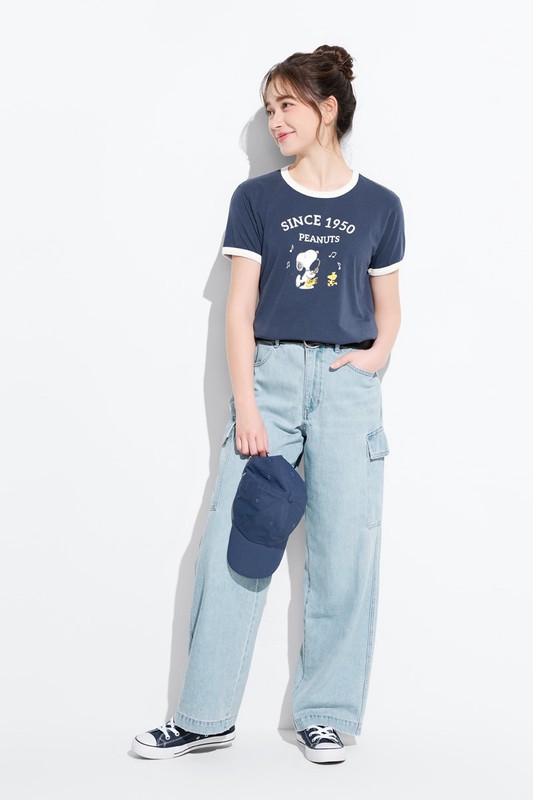 史努比系列羅紋配色印花T恤-15-女