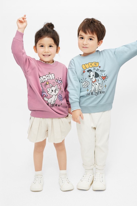 迪士尼系列毛圈寬版印花圓領衫-09-童