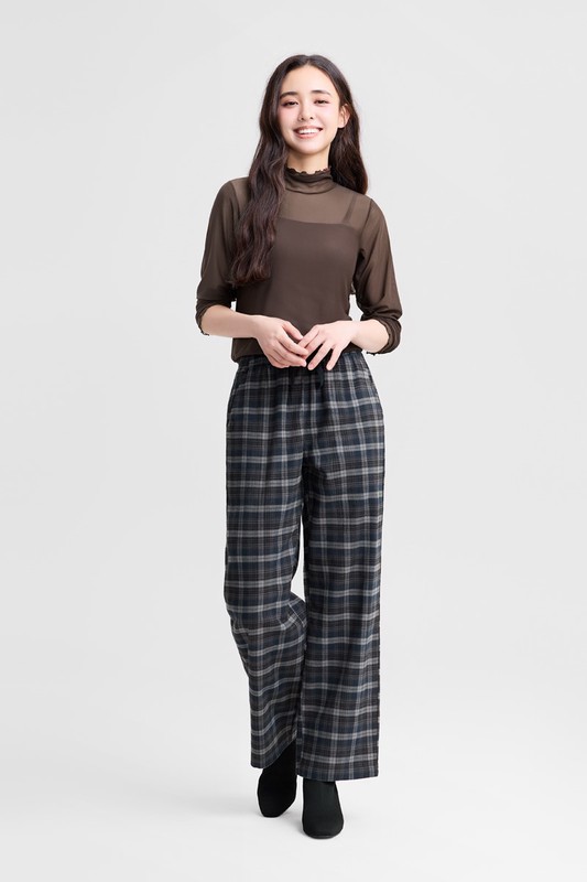 透膚木耳邊高領T恤-女