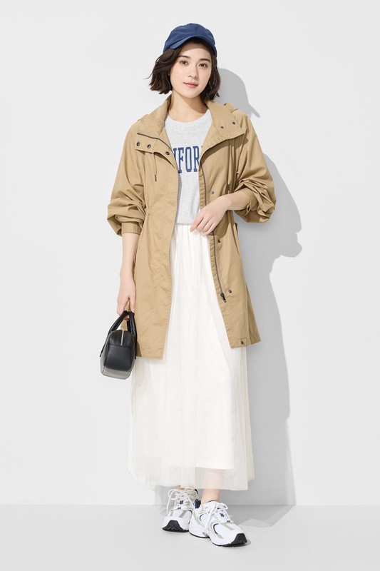 水洗寬鬆長版連帽外套-女