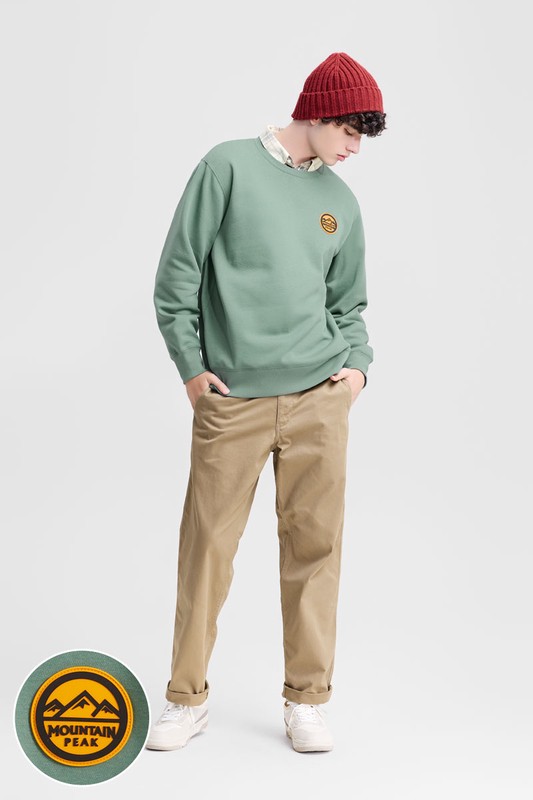 戶外探索刷毛徽章圓領衫-03-男