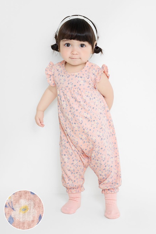 荷葉袖碎花連身衣-Baby