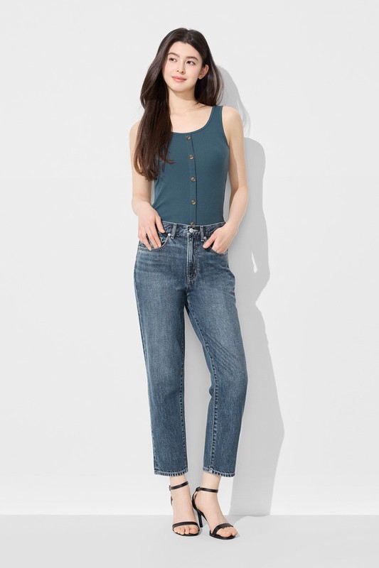 寬版男友風九分牛仔褲-女