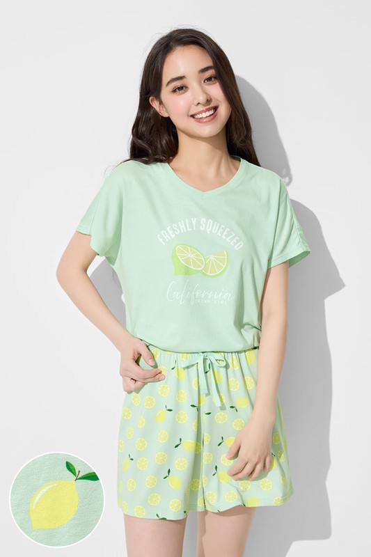 莫代爾V領青檸家居套裝-女